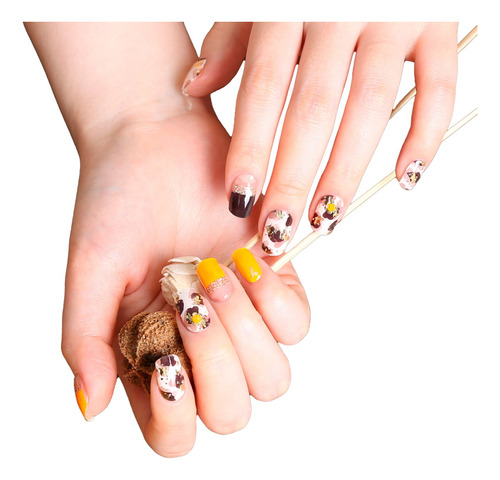 Uñas Sticker Efecto Gel Tiolla Yellow Leopard