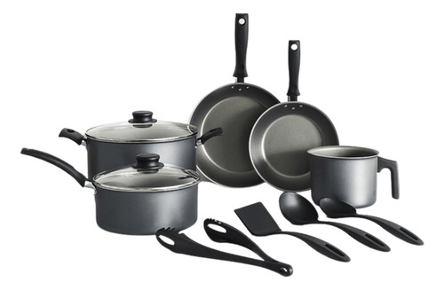 Bateria De Cocina Tramontina Turim 9 Piezas Color Negro