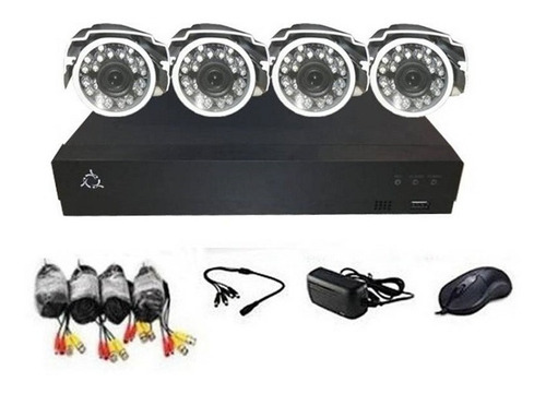 Kit Dvr 4 Canales Con 4 Cámaras Hd 720p