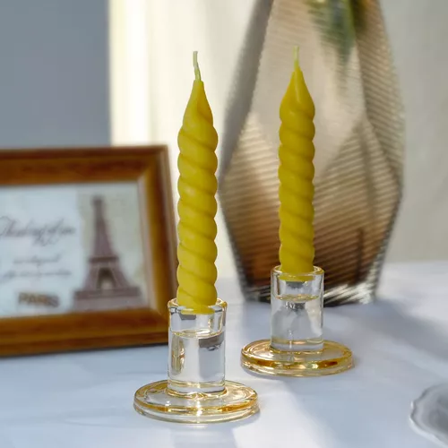 Paquete de 12 portavelas de vidrio transparente para candelabros, velas  cónicas, centros de mesa de boda (2 x 2 x 2.3 pulgadas)