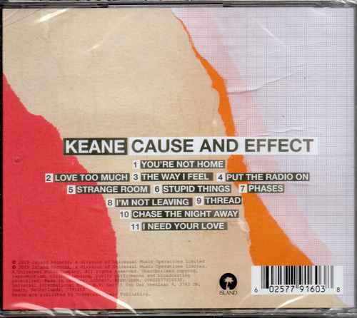 Keane Cause And Effect Cd - Coldplay Travis James Blunt Mgmt