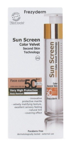 Frezyderm Velvet Sun Screen Color 50 Spf Protector Solar