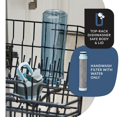 Termo De Plastico Contigo 0.7l Con 2 Filtros -gris