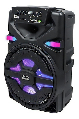 Parlante Portatil Pro Bass Wave 15 Bluetooth Microfono 700w Color Negro