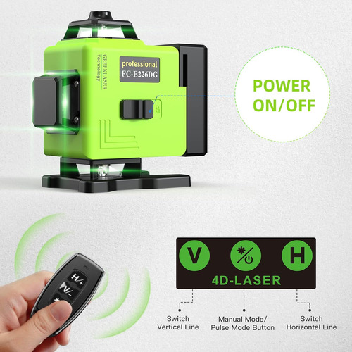 Nivel Láser Verde 4d 16 Líneas Autonivelante 2 Baterías
