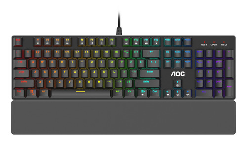 Teclado gamer AOC GK500 QWERTY português Brasil cor preto com luz RGB