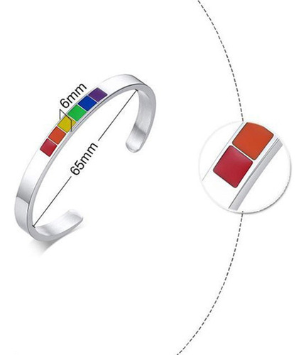 Kl 2 Piezas De Acero Rainbow Pride Gay Lgbt Pulsera Charm
