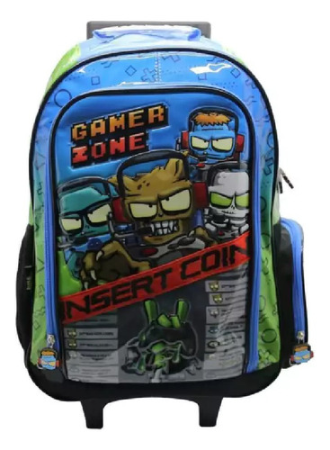 Mochila Zombie Gamer Om802 45cm Primaria Carro 18 Escuela 