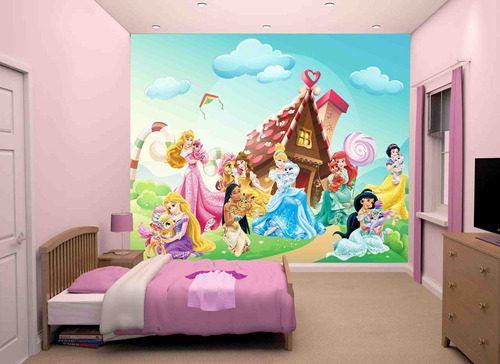 Adesivo De Parede 3d Princesas Disney Personalizado M²