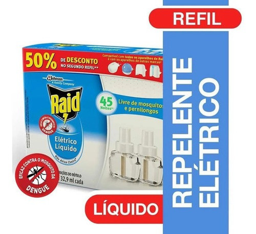 4 Unidades De Repelente Raid Líquido Com 2 Refis De 32,9ml