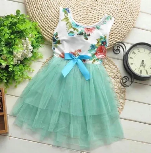 Vestido Importado De Algodón Y Tul Para Niñas.