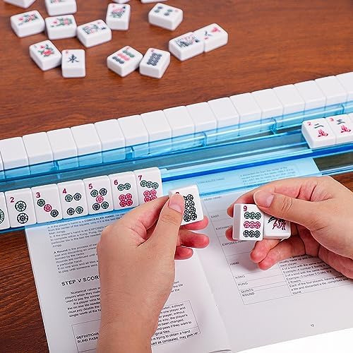 Set De Juego De Mahjong Americano, 166 Fichas Blancas Premiu