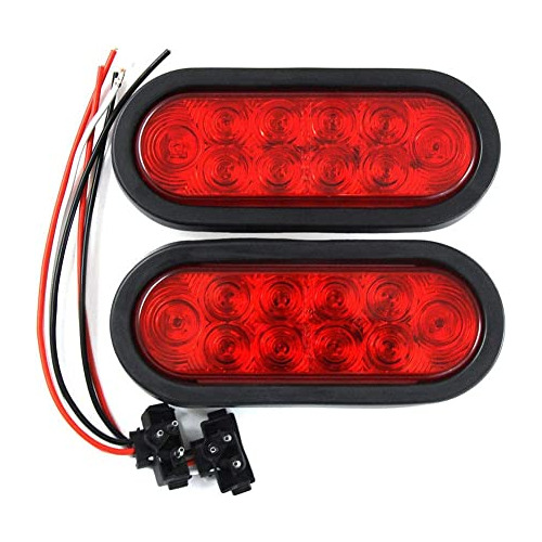 (2) Luces Led Rojas Selladas Remolque De Camión 6  Ova...