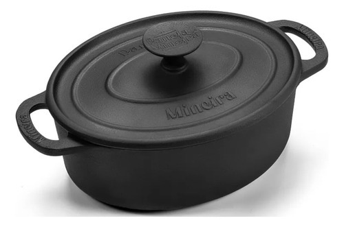 Caçarola Oval Alta 5l Ferro Assar Pães Forno Panela Mineira Cor Preto