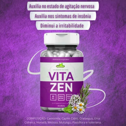 Imagem 5 de 5 de Vita Zen 60 Caps Anti Stress Natural - Perfeita Alquimia