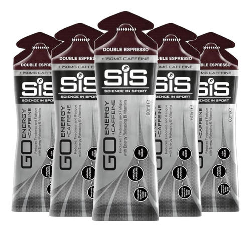 Kit 5 Gel Sis Go Energy C\cafeina150mg 60ml Double Espresso