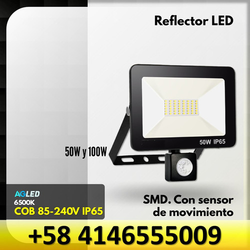 Reflector Led Smd Con Sensor De Movimiento 20w 6,5k 85-240v