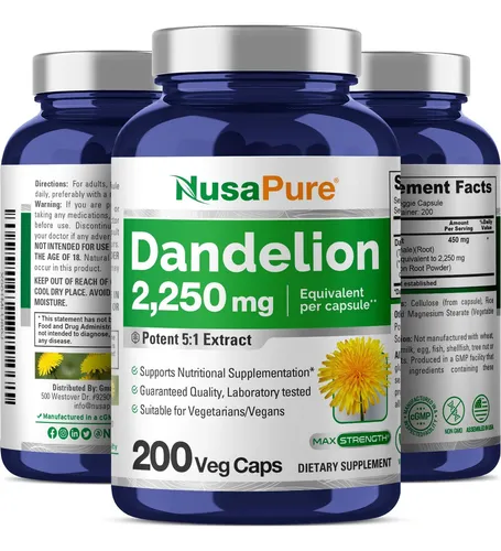 Extracto De Raíz De Diente De León Nusapure 2250 Mg 200 Cáps