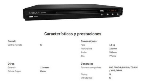 Reproductor Dvd Noblex Dvh1700 5.1 Hdmi Usb Mp3 Cd Impecable