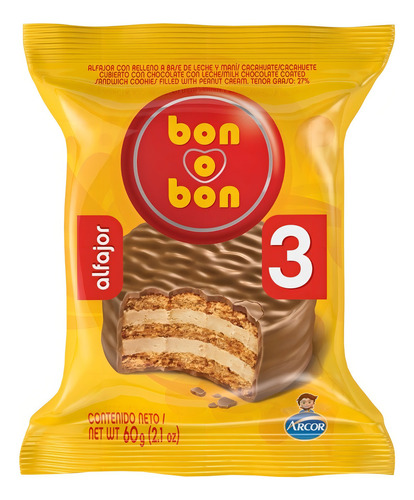 Alfajor Triple Bon O Bon Negro X 60gr - Arcor Oficial