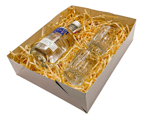 Kit Presente Vodka Absolut Tradicional 200ml + 2 Copos Shot
