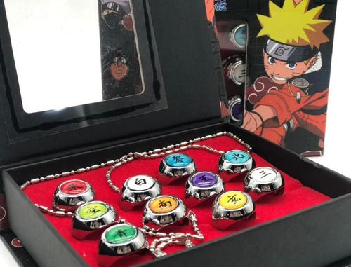 10 Piezas Akatsuki Miembro Anillo Cosplay Anime Naruto Plata