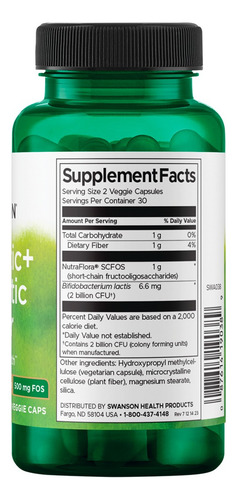 Swanson Probiotic + Prebiotic Fiber 60 cápsulas sin sabor