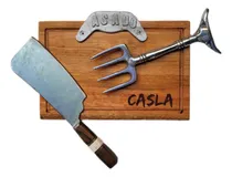 Comprar  Hacha Garra Set Parrillero Tabla Madera Asado Logo Empresa