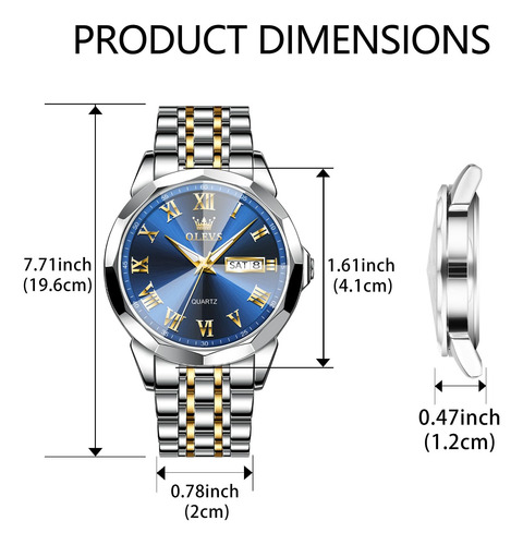Reloj Olevs Para Hombre Con Esfera Azul Y Fecha De Día, Colo
