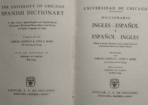 Diccionario Ingles/español Y Español/ingles - Univ. Chicago