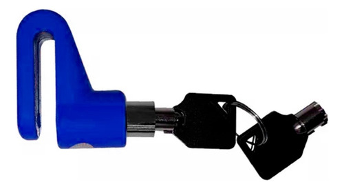 Traba Disco Moto De Acero Con Llave Candado Seguro Reforzado Color Azul