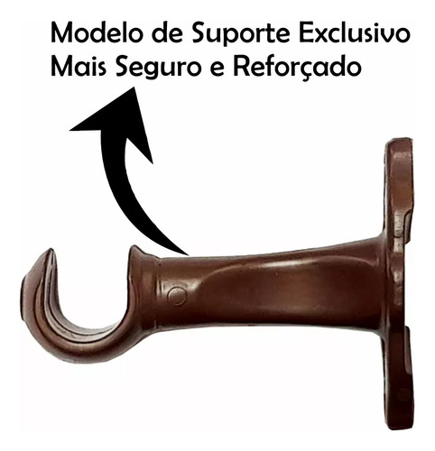 Conjunto Varão Completo Cortina 19mm 2m Pronto Para Instalar