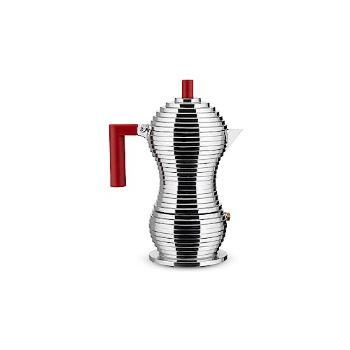 Alessi - Cafetera Espresso Pulcina, 3 Tazas, Roja