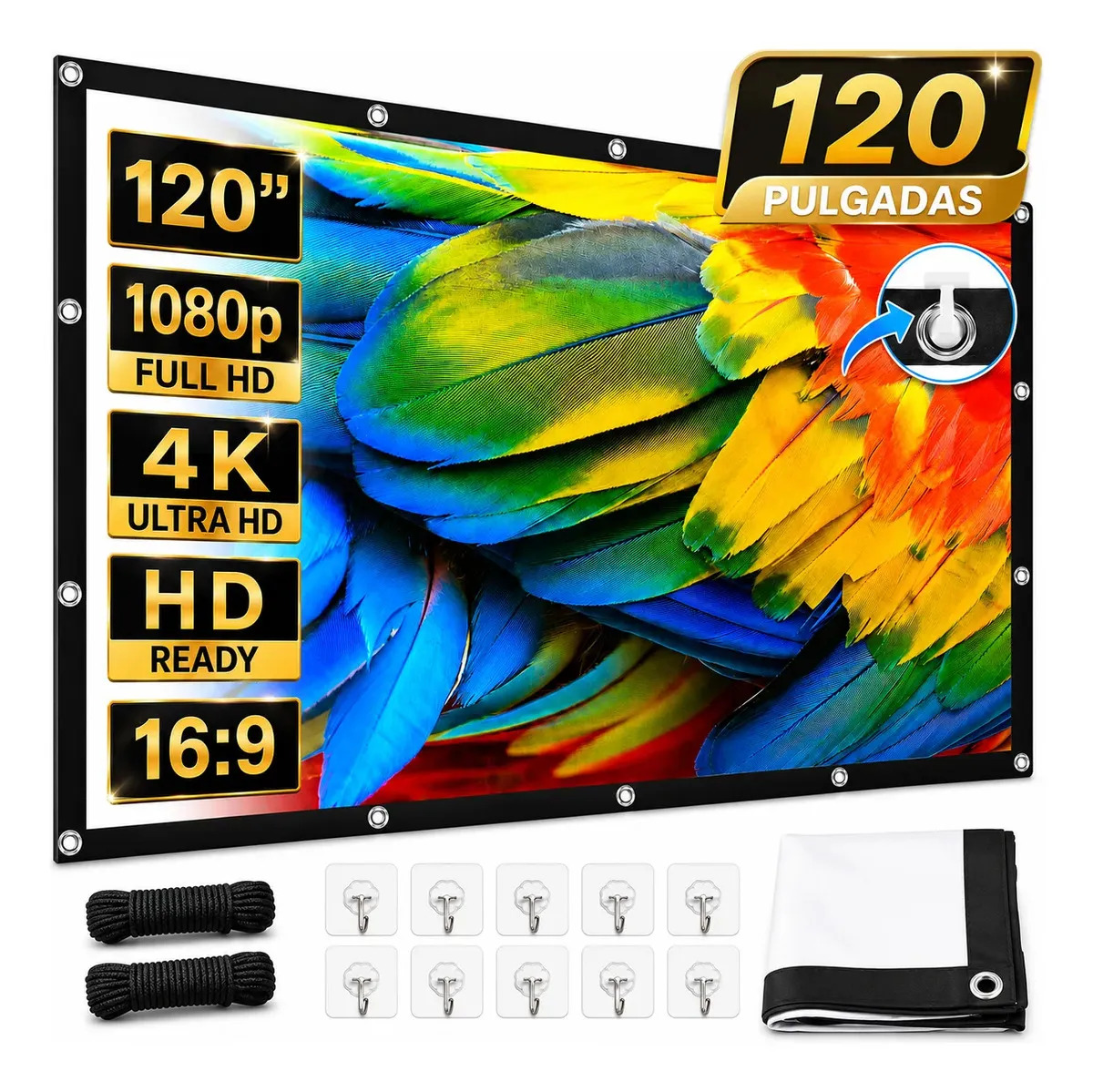 Pantalla Para Proyector4k 120 Pulgadas Plegable Portátil Alta Resolución Pantalla De Proyección Cine En Casa Fácil De Instalar Pantallas Para Proyector Pantalla Proyector Pantalla De Proyeccion Ligera
