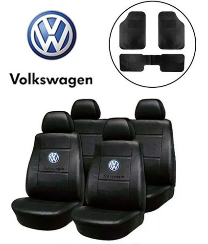 Fundas Asiento Cuerina Vw Gol Trend Voyage + Alfombra 3 Pzs