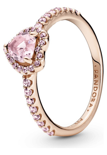 Anillo Pandora Recubrimiento Oro Rosa Corazón Brillante