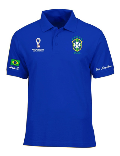 Camiseta Personalizada Brasil Qatar 2022, Logos Bordados