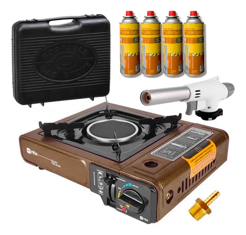 Fogão Fogareiro Camping Automatico Com Maleta Profissional Sem Refil