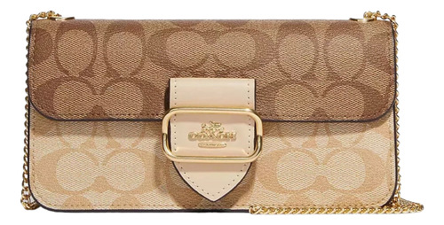 Bolsa Coach Original Crossbody Morgan Blocked Ch167 Acabado de los herrajes Oro Color Caqui Correa de hombro Dorado Diseño de la tela Rayas