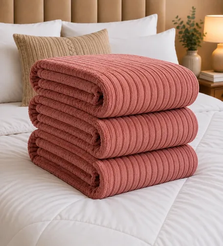 Cobertor Manta Casal Aveludada Canelada Super Macia Luxo Canelada ​750 G Rosa