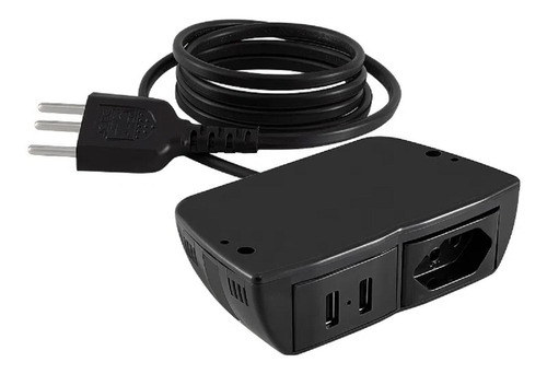 Tomada Extensão Sonic 01 Tomada + 02 Usb Cabo 1,7m Preta Cor Preto