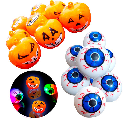 10 Objetos Luminosos Led Calabazas Y Ojos Halloween Nariz