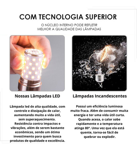 Lâmpada 4500k Super Led 16w Milho E27 3 Cores Bivolt 5 Peças