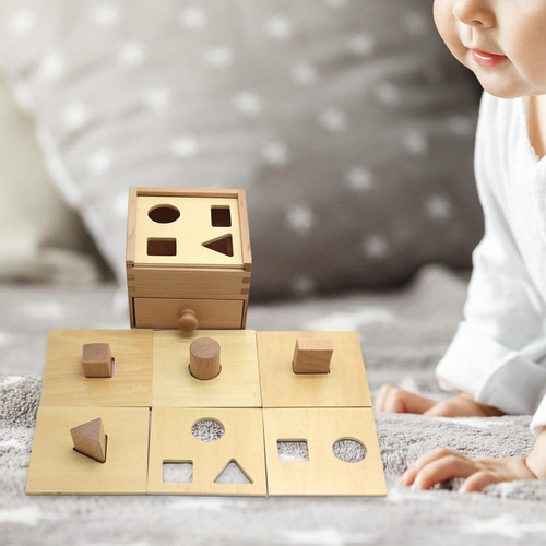 Cubo De Clasificación Con Forma De Madera, Caja A Juego,
