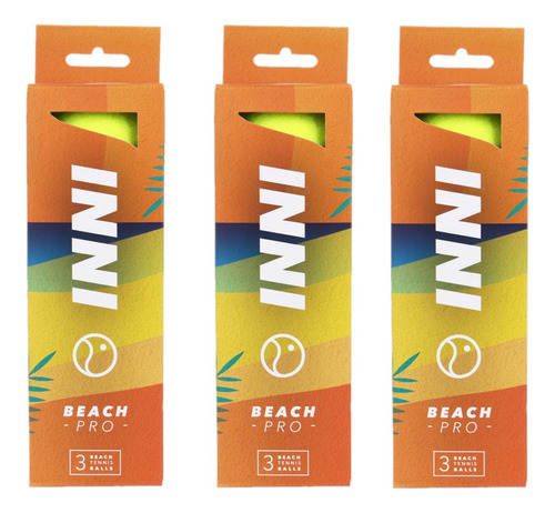 Bola De Beach Tennis Inni Beach Pro - Pack Com 3 Tubos