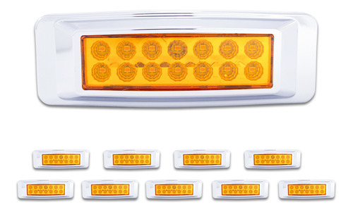 10 Plafones Laterales Lente Ámbar 14 Leds 12-24 V Tunelight