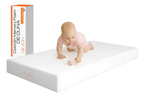 Colchon De Cuna Memory Foam 120 X 60 x 15 Cm Chico Hipoalergénico Antibacterial 20 Kg Caja Blick Color Blanco
