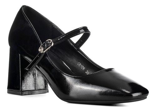 Zapato Formal Mujer Taco Alto Elegante Con Hebilla Weide