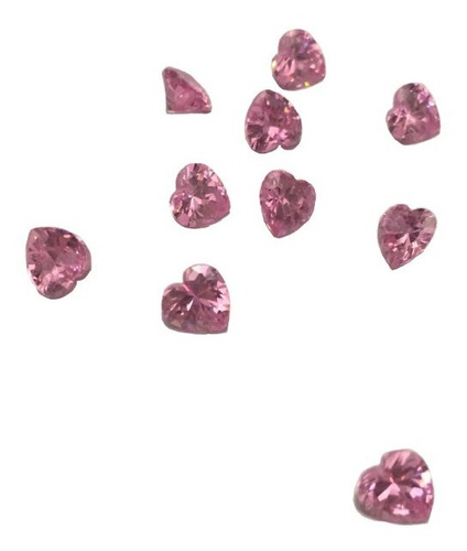 Diamante Rosa Sintetico Corte Corazon 7x7mm