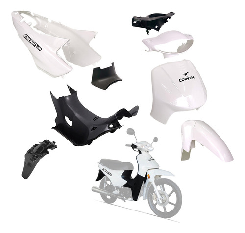 Kit Plasticos Corven Energy 110 R 11 Piezas Premium Blanco